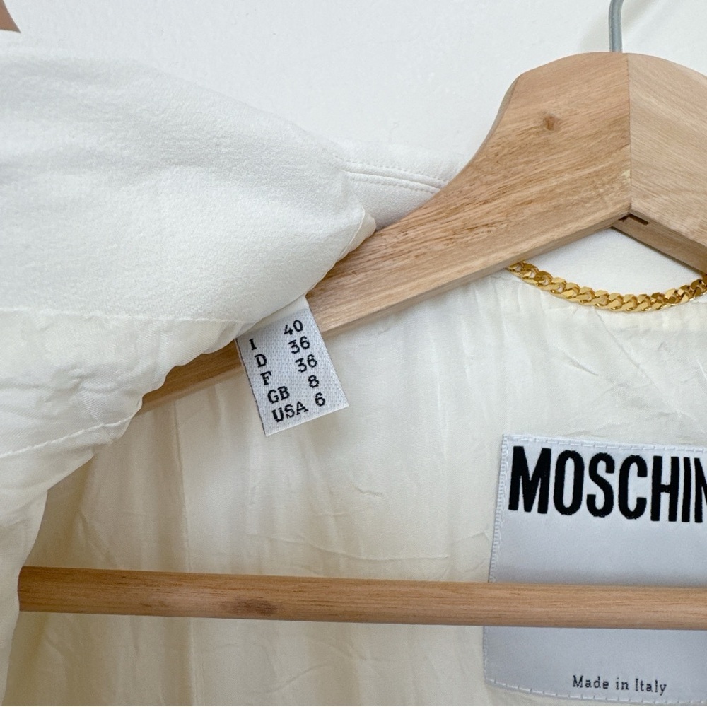 Moschino Womens 6 Ivory Vintage Crepe Button Blazer Italy - Picture 12 of 16
